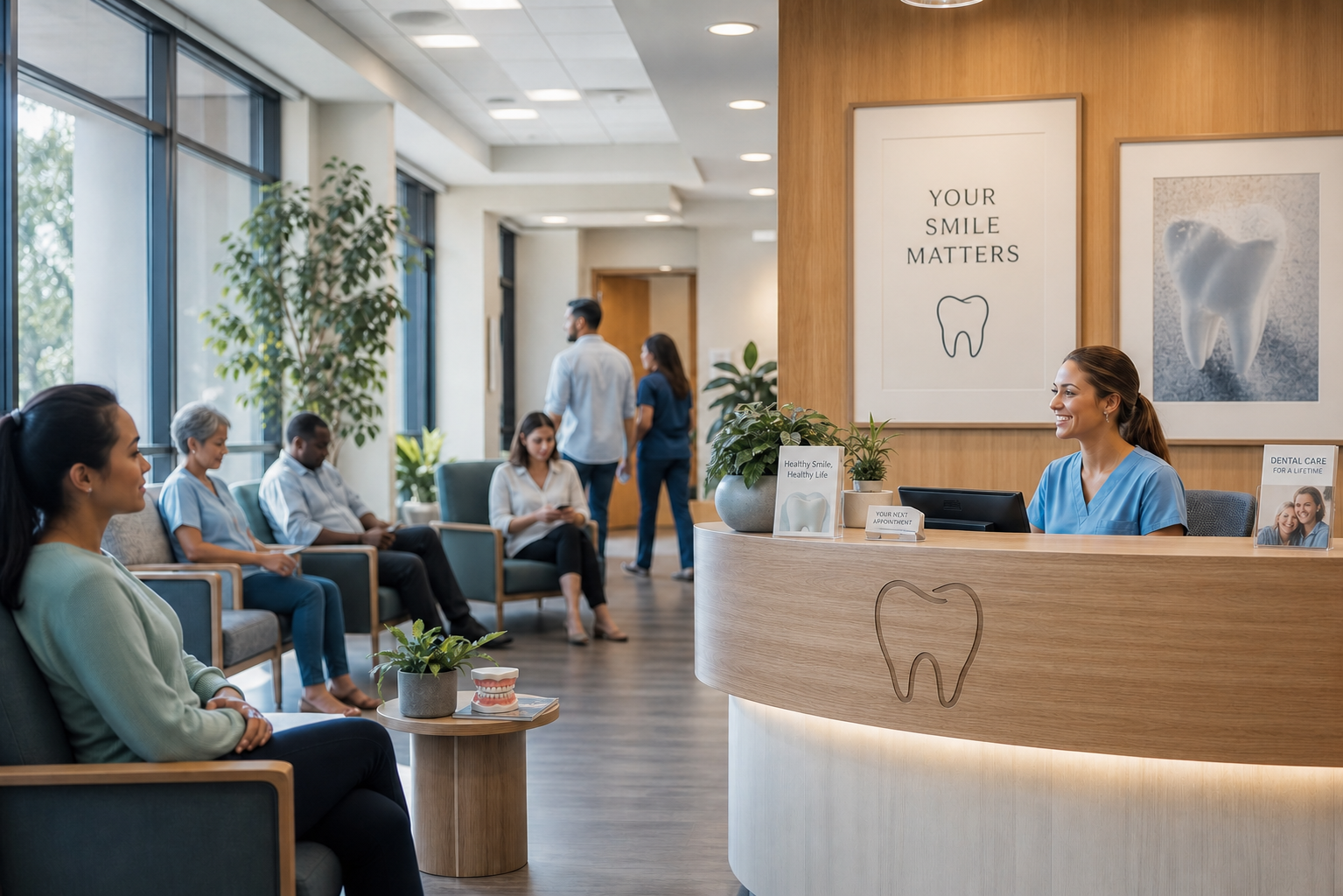 Dental Reception in Professional Waiting Room Dental Reception in Professional Waiting Room